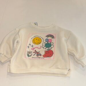 Zara Kids Cream Sweatshirt with Fun Graphic